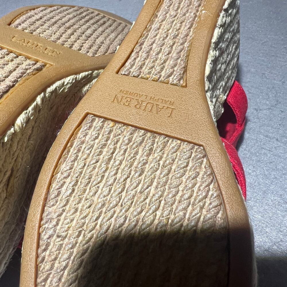 Lauren Ralph Lauren Red Espadrille Wedge Slingback Sandals - Picture 7 of 10